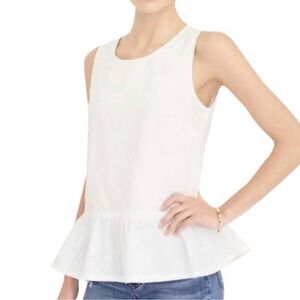 J. Crew White Sleeveless Peplum Blouse-Sz XS